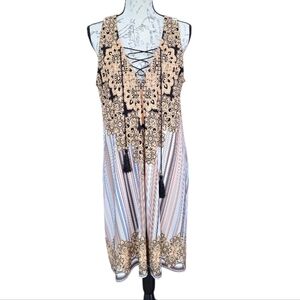 Laundry By Shelli Segal Black Tank Ethnic Print Sleeveless Dress 14